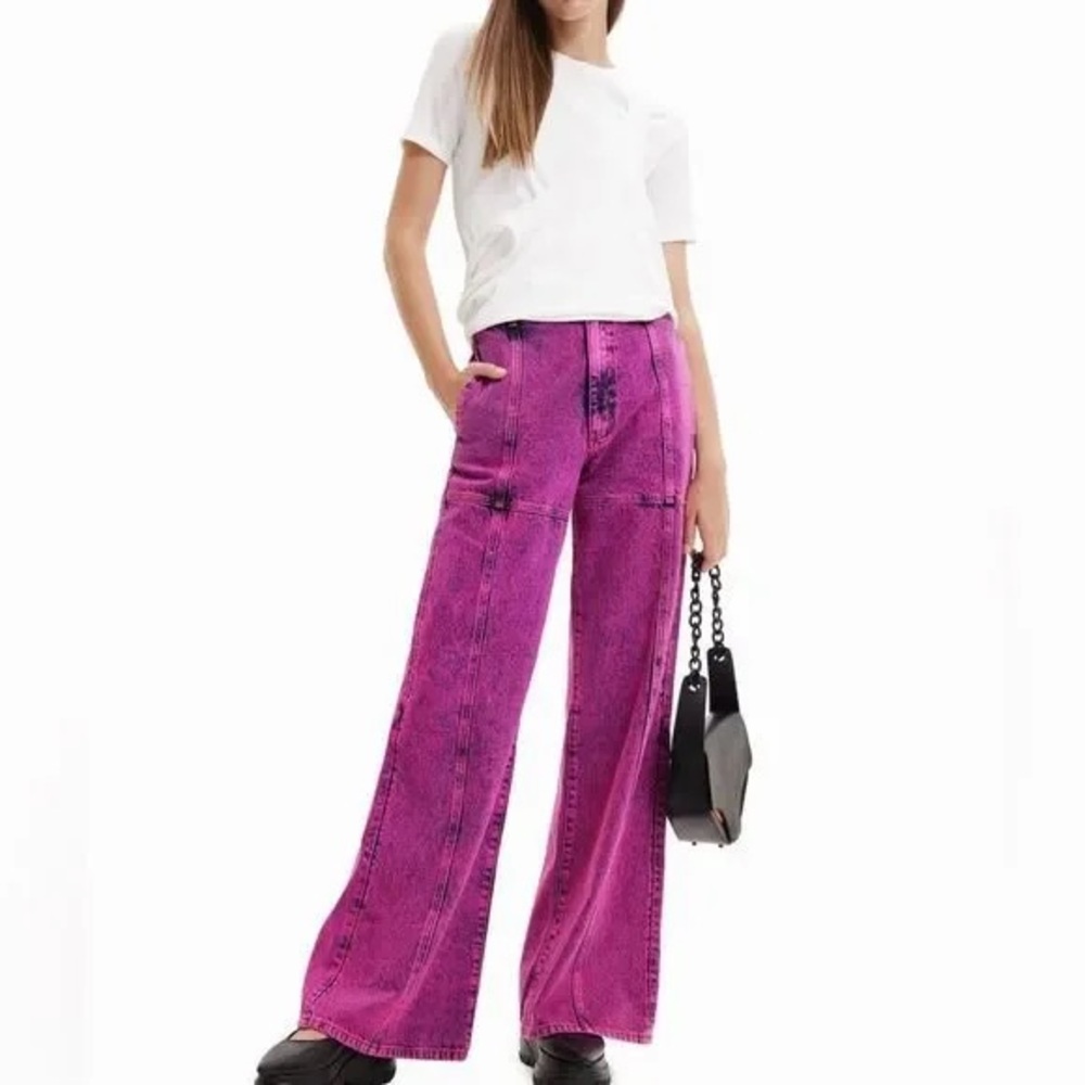 Desigual Maitrepierre wide leg acid wash jeans